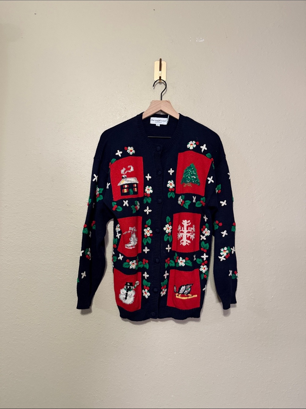 Vintage 90’s The Eagle’s Eye Ugly Christmas Sweater size Large
